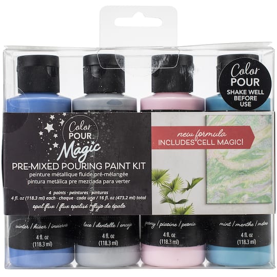Color Pour Magic Opal Flux Pre-Mixed Paint Kit, 4ct.